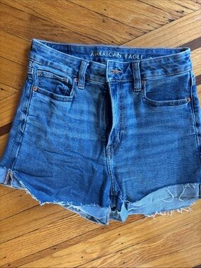 American Eagle Outfitters Blue Denim Frayed Hem Cutoff Shorts